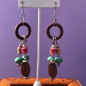 Gorgeous exotic wooden dangly earrings